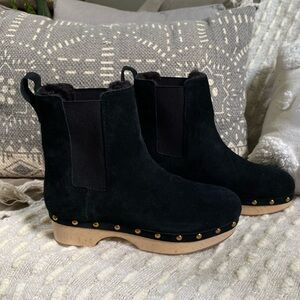 J. Crew Black Ankle Boots with Gold Accents